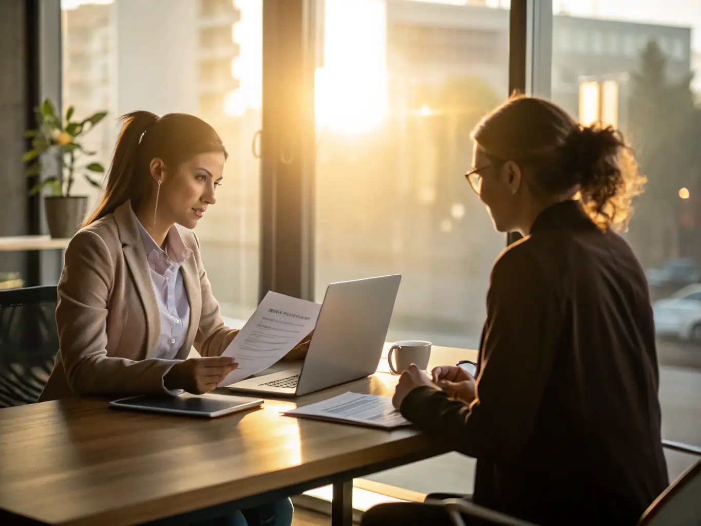 A professional interview session between a candidate and a Japanese employer, with documents and a laptop visible, showcasing Stallion Lanka's role in connecting talent with opportunities.