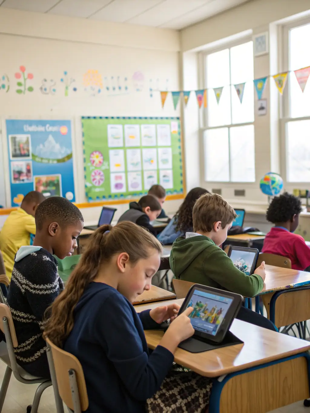 A photo of a classroom setting with students actively participating in a Japanese language lesson at Stallion Lanka, with a focus on interactive learning.